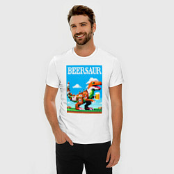 Футболка slim-fit Beersaur - pixel art, цвет: белый — фото 2