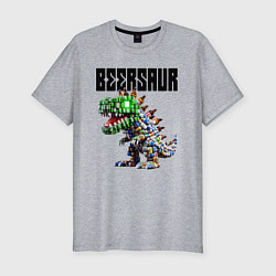 Футболка slim-fit Beersaur - meme ai art, цвет: меланж