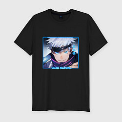 Футболка slim-fit Сатору Годзё портрет Jujutsu Kaisen, цвет: черный