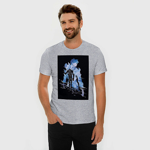 Мужская slim-футболка Поднятие уровня в одиночку охотник Джин Ву / Меланж – фото 3