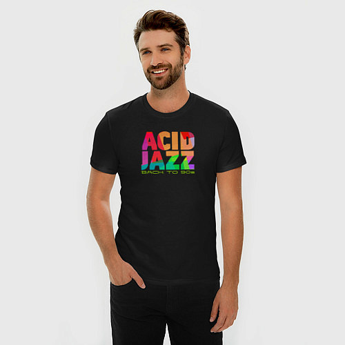 Мужская slim-футболка Acid jazz colorful / Черный – фото 3