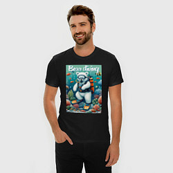 Футболка slim-fit Polar bear diving - ai art, цвет: черный — фото 2