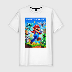 Футболка slim-fit Mario in Minecraft - ai art collaboration, цвет: белый