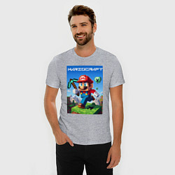 Футболка slim-fit Minecraft and Mario - ai art collaboration, цвет: меланж — фото 2