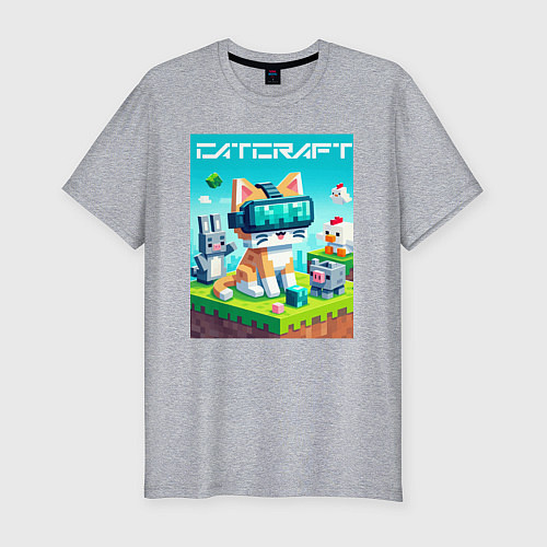 Мужская slim-футболка Catcraft - collaboration ai art / Меланж – фото 1