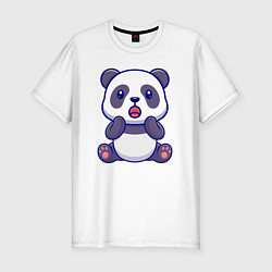 Футболка slim-fit Удивлённая панда, цвет: белый