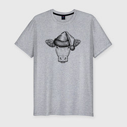 Футболка slim-fit Буренка новогодняя, цвет: меланж