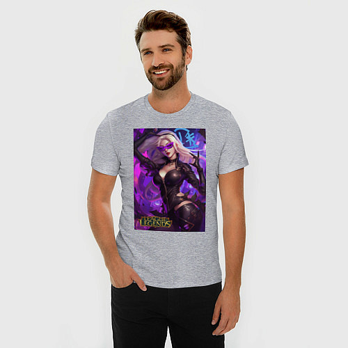 Мужская slim-футболка League of Legends Kaisa Kda / Меланж – фото 3