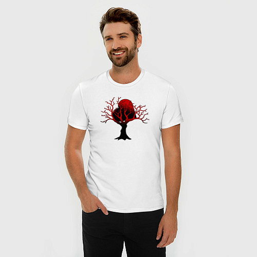 Мужская slim-футболка Запутавшееся в ветвях сердце / Белый – фото 3