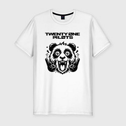 Футболка slim-fit Twenty One Pilots - rock panda, цвет: белый