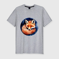 Футболка slim-fit Лисенок в норе клубочком, цвет: меланж