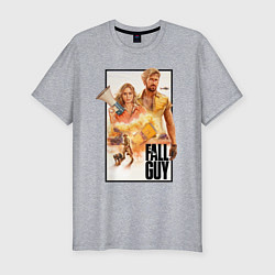 Футболка slim-fit Каскадеры Райан Гослинг и Эмили Блант, цвет: меланж