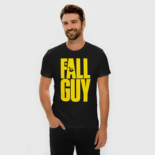 Мужская slim-футболка The fall guy logo / Черный – фото 3