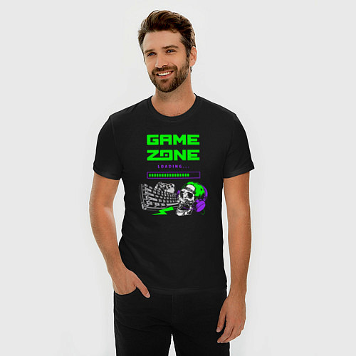 Мужская slim-футболка Game zone loading / Черный – фото 3