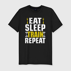 Футболка slim-fit Eat sleep train, цвет: черный
