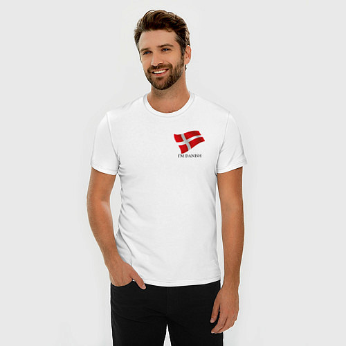 Мужская slim-футболка Im Danish - motto / Белый – фото 3