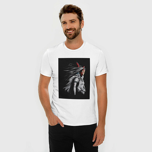 Мужская slim-футболка Принцесса Мононоке Сан / Белый – фото 3