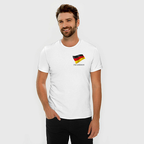 Мужская slim-футболка Im German - motto / Белый – фото 3