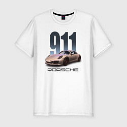 Футболка slim-fit Порше 911 спортивный автомобиль, цвет: белый