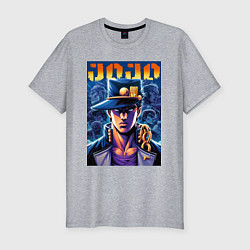 Футболка slim-fit Jojo - Jotaro Kujo ai art, цвет: меланж