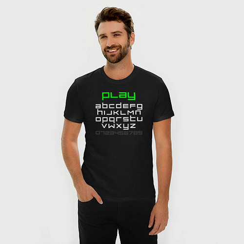 Мужская slim-футболка Play abcd алфавит / Черный – фото 3