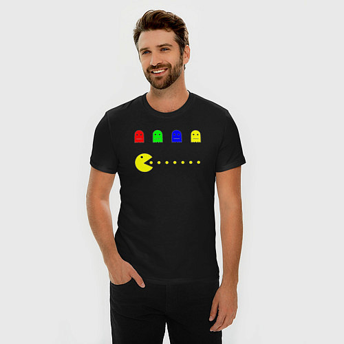 Мужская slim-футболка Персонажи старых компьютерных игр / Черный – фото 3