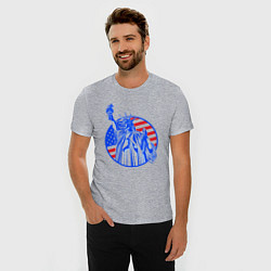 Футболка slim-fit USA statue of liberty, цвет: меланж — фото 2