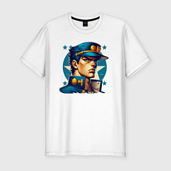 Футболка slim-fit Jojo - Jotaro Kujo ai art, цвет: белый