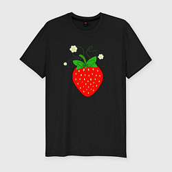 Футболка slim-fit Ягода клубничка крупная, цвет: черный
