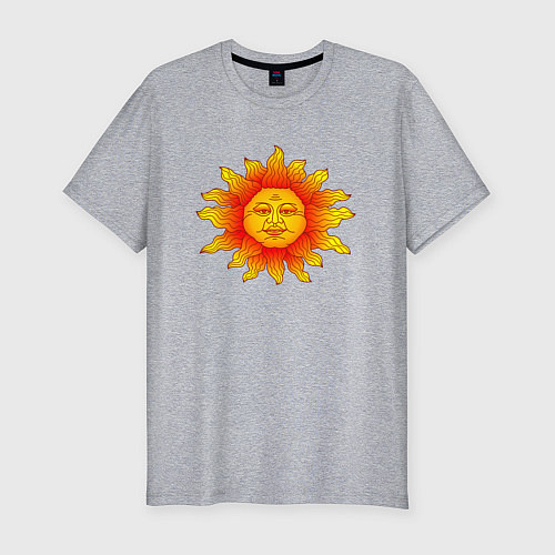 Мужская slim-футболка Огненное солнце / Меланж – фото 1