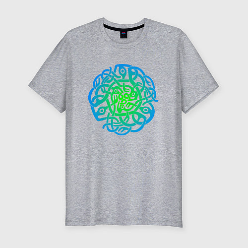 Мужская slim-футболка Голубой кельтский готичный узор / Меланж – фото 1