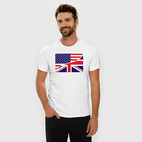 Мужская slim-футболка США и Великобритания / Белый – фото 3