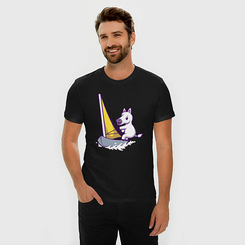 Мужская slim-футболка Лошадь яхтсмен / Черный – фото 3