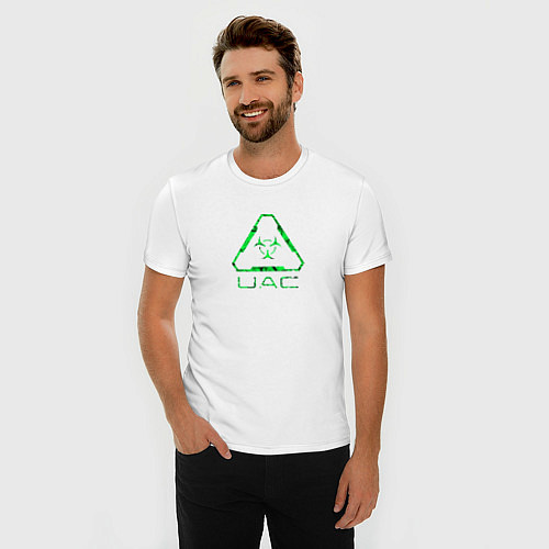 Мужская slim-футболка UAC зелёный повреждённый / Белый – фото 3