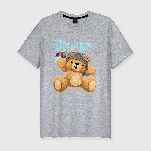 Мужская slim-футболка Плюшевый мишка - мечтатель / Меланж – фото 1