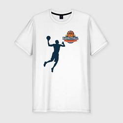 Футболка slim-fit Игрок в баскетбол basketball, цвет: белый