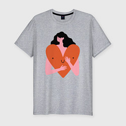 Футболка slim-fit Heart girl, цвет: меланж