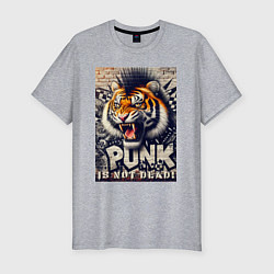 Футболка slim-fit Cool tiger - punks not dead, цвет: меланж