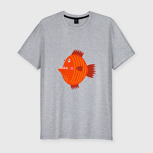 Мужская slim-футболка Зубастая рыба / Меланж – фото 1