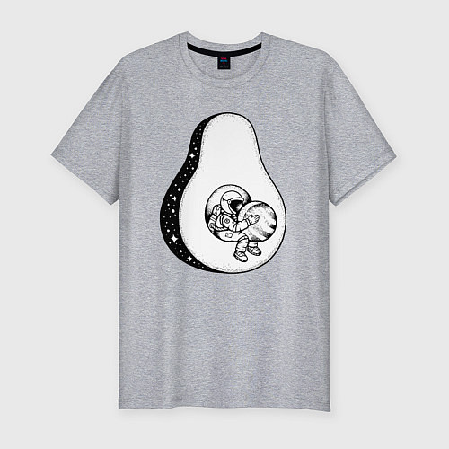 Мужская slim-футболка Космонавт и авокадо / Меланж – фото 1