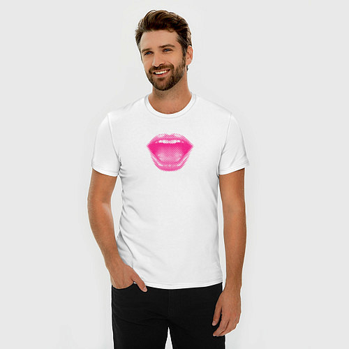 Мужская slim-футболка Ретро губы / Белый – фото 3