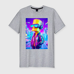 Футболка slim-fit Cyber Bart on a virtual glasses, цвет: меланж