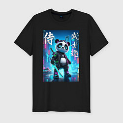 Футболка slim-fit Panda samurai - bushido ai art, цвет: черный