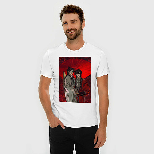 Мужская slim-футболка Благословение небожителей Князь Демонов / Белый – фото 3