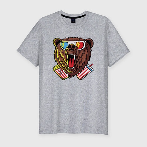 Мужская slim-футболка Медведь в кино / Меланж – фото 1
