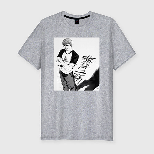 Мужская slim-футболка Эйкити Онидзука учитель / Меланж – фото 1