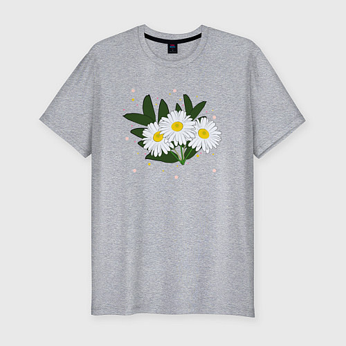 Мужская slim-футболка Ромашка белая / Меланж – фото 1