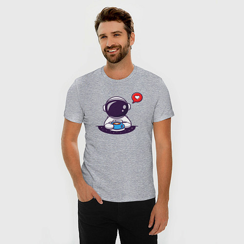 Мужская slim-футболка Космический кофе / Меланж – фото 3