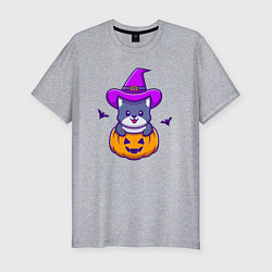 Футболка slim-fit Kitty halloween, цвет: меланж