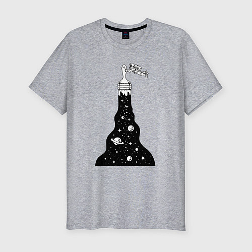 Мужская slim-футболка Художник космонавт / Меланж – фото 1